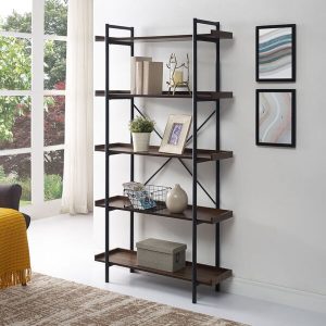 68" Industrial Metal Bookcase - Reclaimed Wood